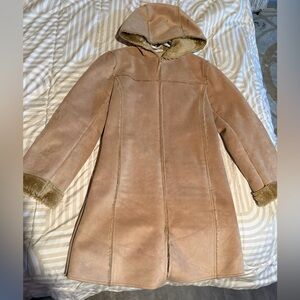Suzy Shier Tan Teddy Jacket with Faux Fur